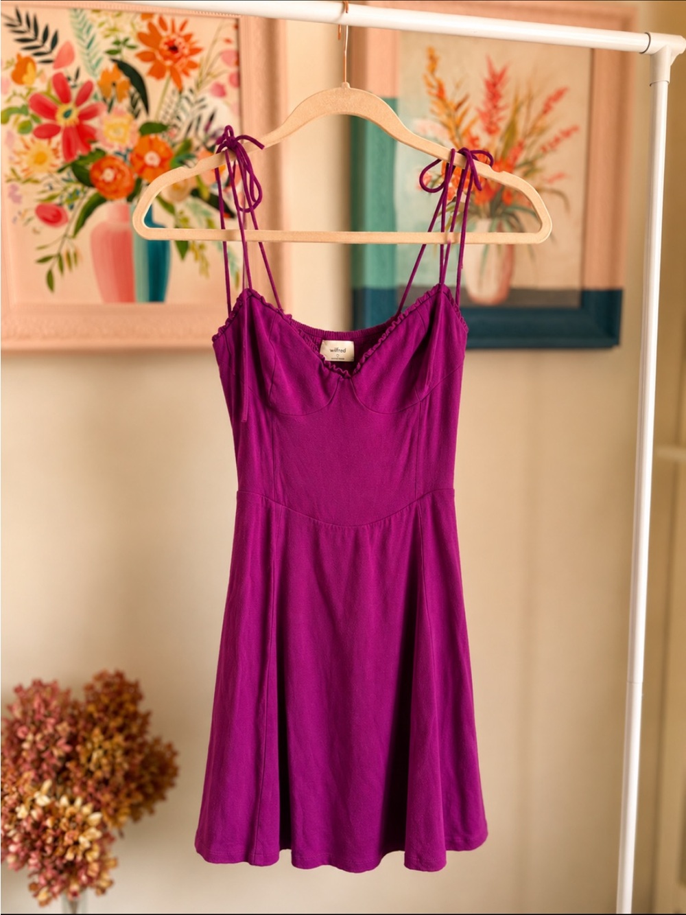 Wilfred Purple Tie-Shoulder Mini Dress
